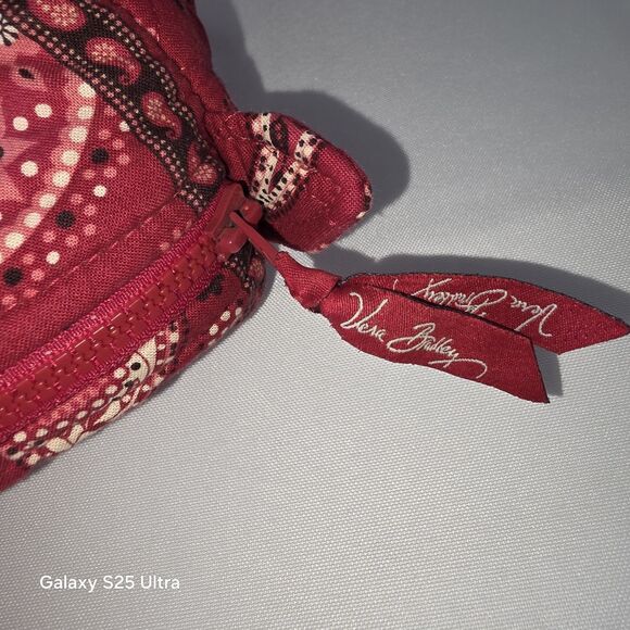 Vera Bradley Large Quilted Duffel Bag in Red Paisley Pattern Retired - Picture 7 of 10